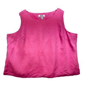 La Rea Collection Womens Tank Top Plus Size 4X Pink Linen Sleeveless Slit Crop